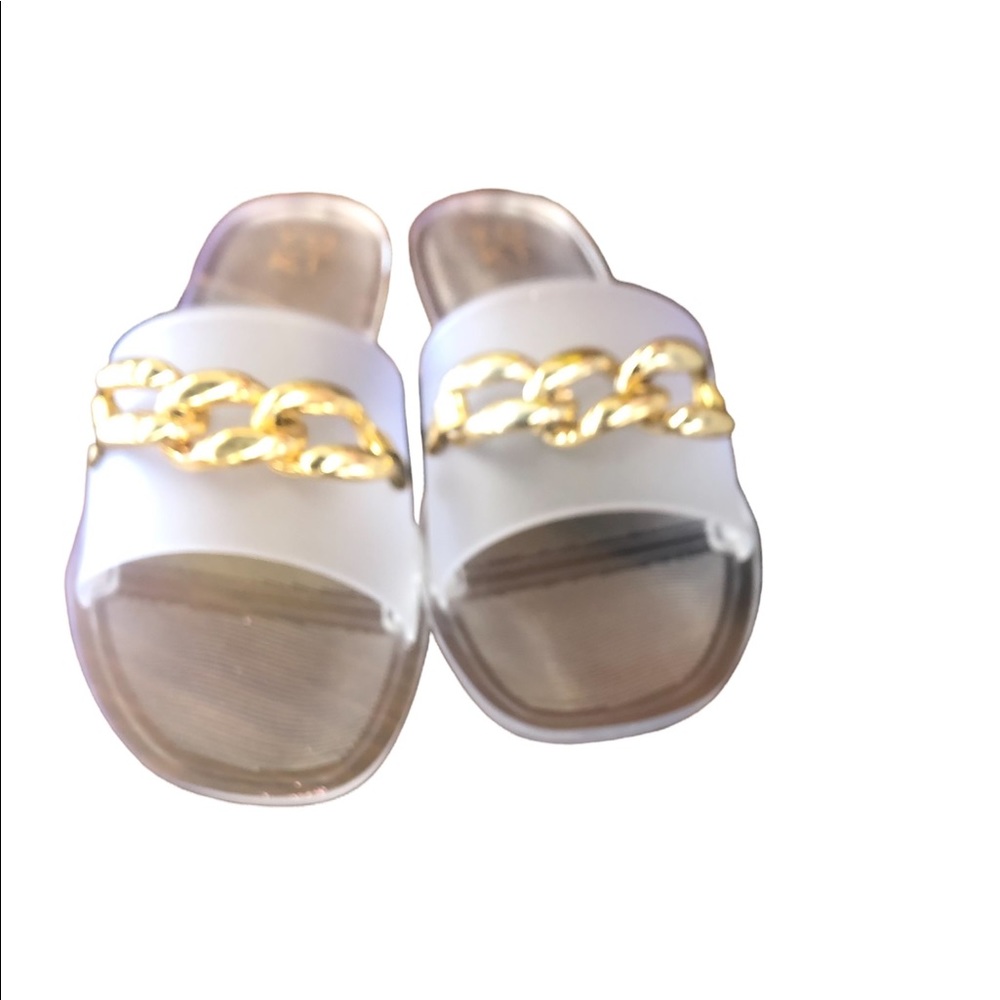 Clear and gold chain slides